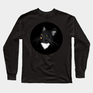 Black cat in the dark Long Sleeve T-Shirt